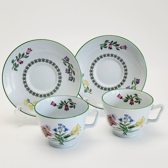 Spode Summer Palace Stoneware Cup & Saucer 2 Sets Multicolor Floral Discontinued - Picture 12 of 12